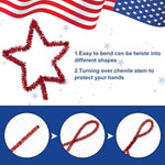 500 Pcs Patriotic Pipe Cleaners, Red White Blue & Silver for 4th of July