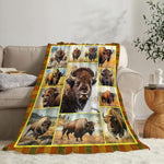 Bison Blanket Wild Bison Animal Throw Blanket Soft Warm Cozy Fuzzy Plush Gifts For Girls Women Lightweight Fleece Flannel Stuff Gift For Kids Adults 50"X40"