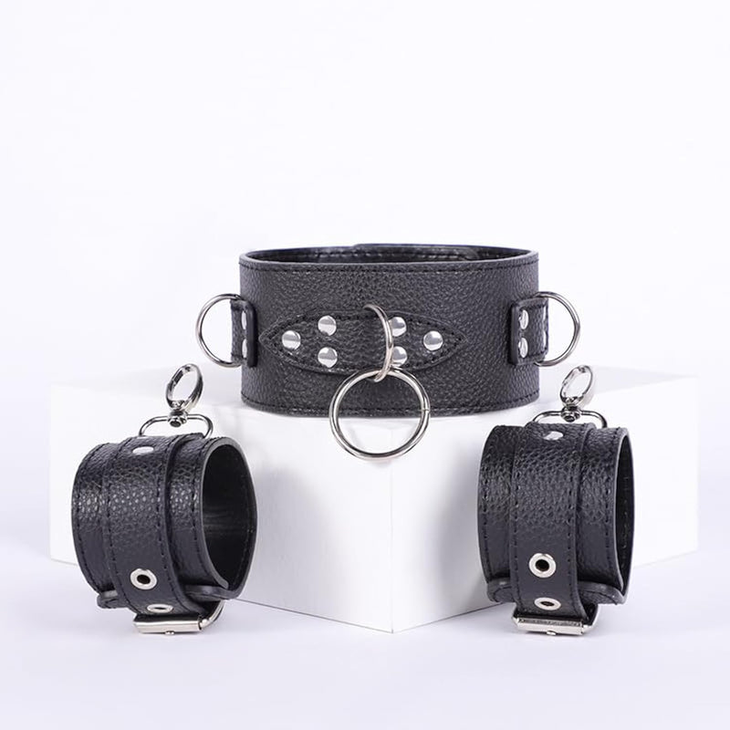 Black Sex Binding Wrist And Neck Adjustable Bdsm Set Female Neck To Wrist Restraint Sm Games Couple Play
