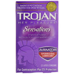Trojan Her Pleasure Sensations Spermicidal Lubricated Condoms, 12ct (Pack of 4)