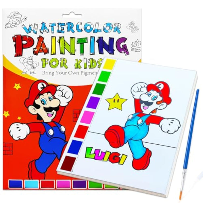 Watercolor Coloring Book for Kids Ages 4-8, Arts and Crafts, Painting Kit