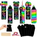 96Pcs Welcome Back to School Scratch Art Bookmarks Crafts Kit for Kids