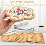 10 Pcs DIY Wooden Mosaic Coaster Bases, Assorted Shapes for Arts, Crafts & Home Decor