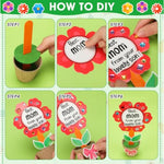 48 Pack Spring Flower Paper Pot Craft DIY Flowers Craft Kit for Home Decor Graduation Art Activities