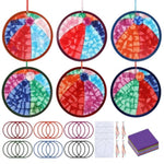 24 Sets Summer Beach Ball Suncatcher Craft Kit, DIY Tissue Paper Window Art