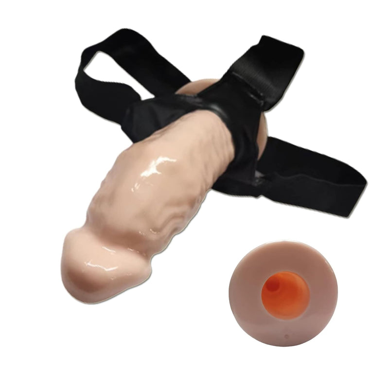 Wearable Strap-On Silicone Dildos Hollow Shaft Adult Sex Toys,Detachable Silicone G Spot Stimulator Vagina Massager Female Masturbator Sex Toys For Women Lesbian Couple(Flesh)