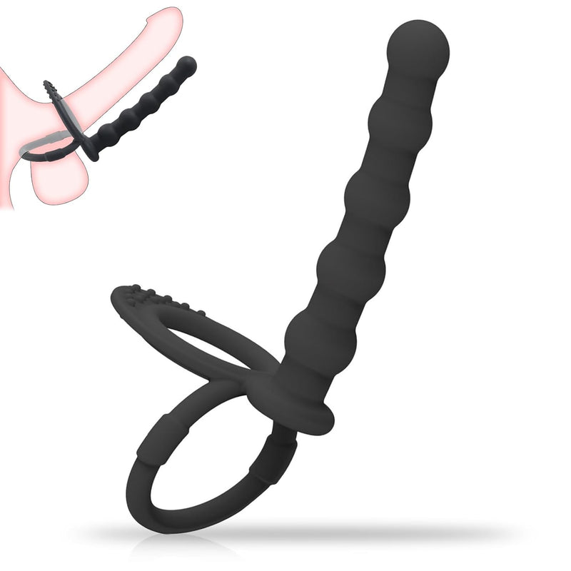 Silicone Anal Plug With Penis Ring,Delay Ejaculation Anal Beads With Cock Ring,Best Sex Toys For Men, Women, And Beginners