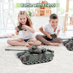 Rc Tank 1:28 Scale 9 Channel Remote Control Toy With Realistic Sounds And Lights,Radio Control Military Battle Tanks Gifts For Kids And Adults