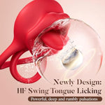 Vibrating Cock Ring Sex Toys - 3-In-1 Penis Ring Vibrator Clitoral Stimulator With Tongue Licking, 7 Modes Adult Couples Sex Toys For Men And Women, Rose Sex Toy Vibrators For Anal Nipple