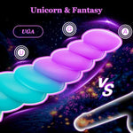 Fantasy Dildo Monster Dildo,6 Inch Suction Cup Dildos For Prostate & G Spot,Pink & Blue Soft Curved Dildos With Ribbed,Unicorn Silicone Realistic Dildos Anal Sex Toy For Men Women Couples (6.69 In)