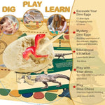 Dino Fossil Eggs Dinosaur Toys - 12 Dinosaur Eggs Dig Excavation Kit W Play Mat For Kids Ages 5-7 Easter Basket Essentials Stem Toy Christmas Birthday Gift For Boys Girls 3 4 5 6 7 8 + 8-13 Years Old