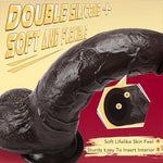 Sex Toy Movable Foreskin Dildo - 10.7 Inch Realistic Big Black Dildos with Hands-free Suction Cup, Strap-on Thick Penis Anal Butt Plug Vagina G Spot Play Vibrator, Adult Sex Toys for Women Men Couples