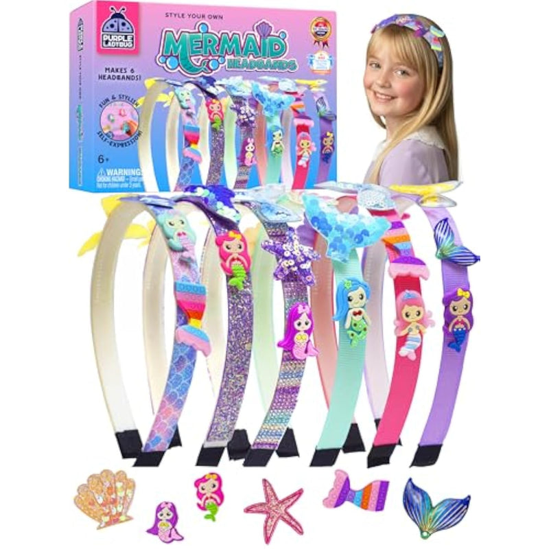 Mermaid Headband Making Kit for Girls, DIY Hair Accessories Craft Set Ages 4-10