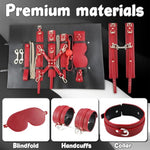 Sex Restraints 9 Pcs Bdsm Kit With Storage Bag Adjustable Handcuffs Ankle Cuffs Collar Blindfold Spanking Paddle Mouth Gag Cross Strap Bondage Accessories Gear For Sm Toys Games Men Women Couples