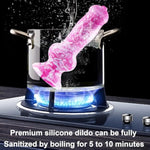 3 Pcs Silicone Animal Dog Knot Dildos Set (7'' 8'' 10''), Thick Big Wolf G-Spot Dildo Suction Cup Anal Training Set, Fantasy Canine Anal Plug Prostate Penis Dildo Strap On Sex Toy For Women Men Pink