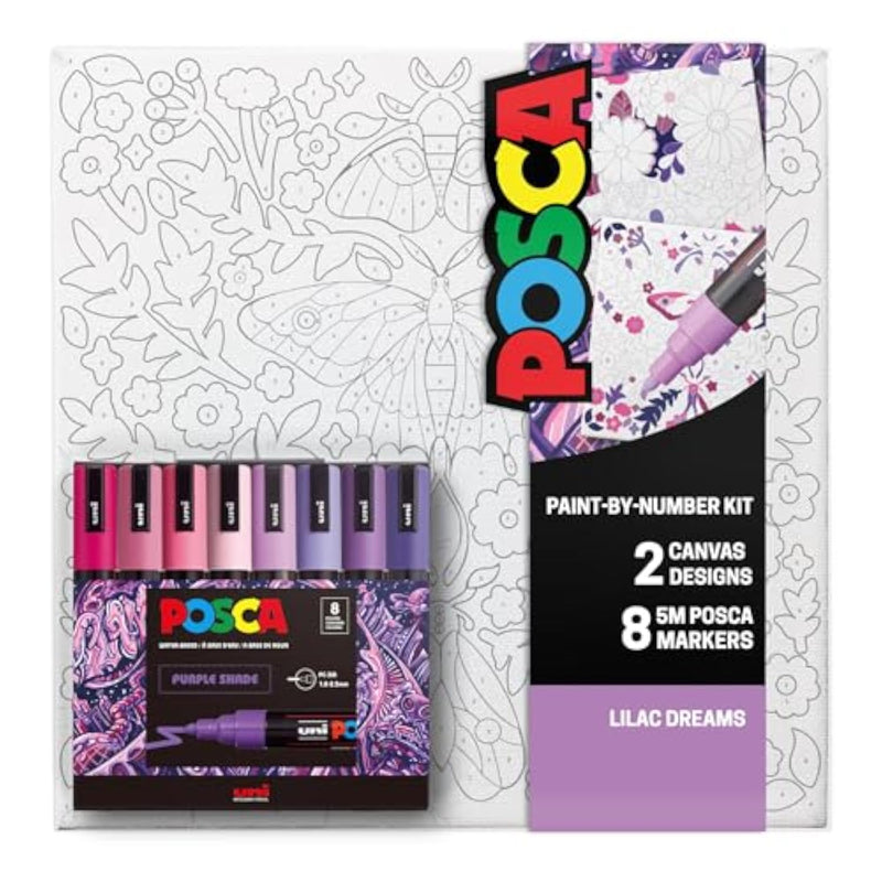 Lilac Dream Paint-by-Number Canvas Kit with 8 Paint Markers