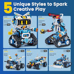 5 In 1 Rc Robot Building Kit, App & Remote Control Robotics Kit, Science Project Kit & Stem Toys For Ages 8-13, Gifts For 8 Year Old Boys Girls