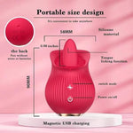 Silicone Female Rose Licking Vibrator - Multi-Function Clitoris Vibrator With 12 Vibration Modes - Rechargeable & Very Quiet Sex Toy For Women (Red)