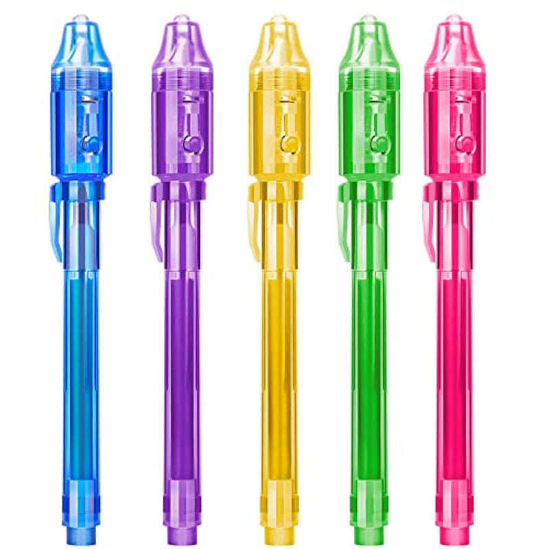 Invisible Spy Ink Pen 5 Pcs, With Uv Pen Light, Party Favors For Kids 8-12, Stocking Stuffers For Christmas, Provide Thanksgiving, Halloween For Boys Girls Goodie Bag