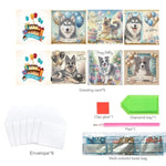 6 Set Dog Diamond Painting Birthday Cards, DIY Crystal Art Greeting Card Kit