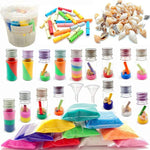 DIY Colorful Sand Art and Crafts Kit with Wishing Bottles, Beach Sea Shells, and Message Paper