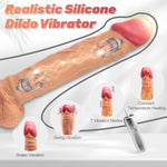 Lh- 9.5 Inch Lifelike Vibrating Vibrator Realistic Thrusting Silicone Suction Cup Dildo - with 7 Vibrating for Clitoral G spot Stimulation for Hands-Free Play Sex Toys for Women,Female, Men & Couples