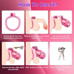 Male Chastity Device Cock Cage - Plastic Chastity Cage For Man Penis Exercise 3D Printed Bondage Gear & Accessories Lightweight Adult Sex Toy With 4 Sizes Rings Invisible Lock And Key?Pink?