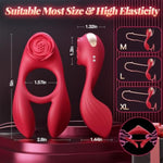 Vibrating Cock Ring Couple Game For Men Women, Penis Ring Sleeve Adult Toys Male Sex Toy Rose Tool Vibrator With 3 Motor & 7 Vibrations Female Clitoral Male Testicle Stimulator Pleasure Sensory Toy