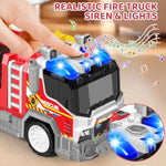 Big Fire Trucks For Toddlers 3 4 5 6 7 With 2Pcs Ejecting Race Cars 18-Inch Ladder Lights Sprinkler Pump & Water Shooting Big Emergency Vehicle Firetruck Toys Christmas Birthday Gifts Boy Toys Girl