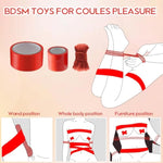 Bdsm Bondage Restraints Tape Set - 2 Rolls Restraint Tape With Soft Bondage Rope For Bdsm Games Adult Sex Toys Reusable Binding Sex Rope Pvc Electrostatic Tape Sex Things For Couples Kinky (Red)