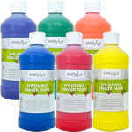 6 Color Washable Finger Paint Set, 16 oz Bottles, Non-Toxic Kids Art Supplies