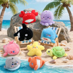 9Pcs Plush Ocean Stuffed Animals Keychain Under The Sea Party Favor Kids Bulk Toys Cute Fish Shark/Seal/Octopus Goodie Bag Stocking Stuffers Carnival Prize Boy Girl Christmas Birthday Gift