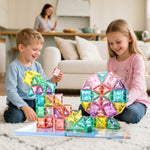 Mini Glitter Diamond Magnetic Tiles 60 Pcs Travel Magnetic Block Set With Storage Box Stem Educational Sensory Toy Preschool Building Toy For Toddlers Christmas Kids Ages 2 3 4 5 6 7 8 9