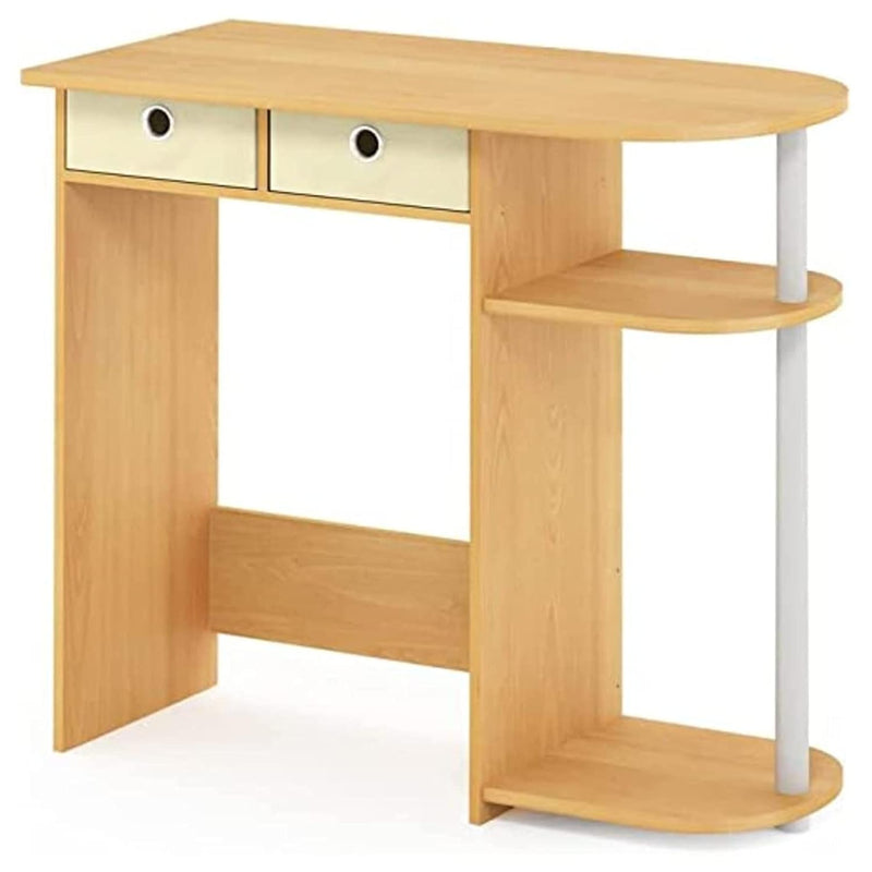 Go Green Home Laptop Notebook Computer Desk/Table With 2 Drawer Bins, Beech/Iv