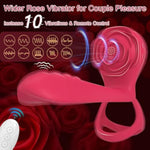 Vibrating Cock Ring Adult Sex Toy With Penis Sleeve, 4 In 1 Male Sex Toys For Men Penis Ring Men’S Remote Control Vibrator 10 Modes, Rose Sex Toy For Couples Womens Female Clitoral G Spot Stimulator