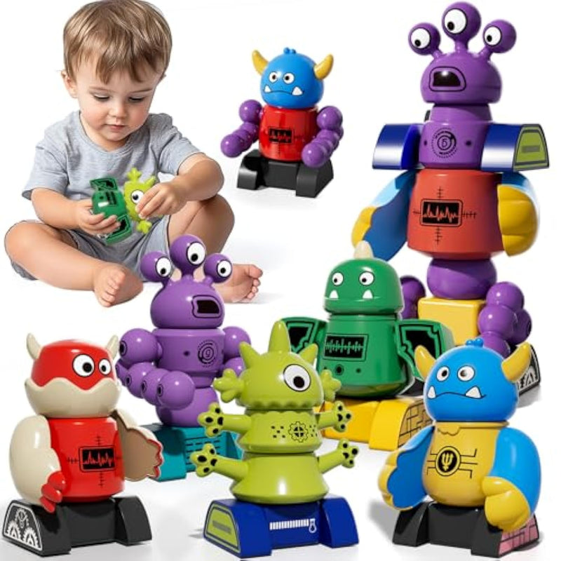 Magnet Robot Toys For Kids 3-5 - Magnetism Stacking Transform Boys Toys For Ages 5-7 With Storage Box, Set For Toldllers Age 3-8 Years Old Girls, Christmas And Birthday Gifts