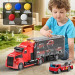 Fire Trucks Toy Set With Play Mat, Carrier Truck Play Vehicles Set For 3 4 5 6 Years Old Boys Kids, Die-Cast Car Toy For Toddlers 3-4 Years, Birthday Gifts Toys For 3-9 Year Old Boys