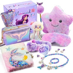 Mermaid Gift Set For Girls 4 5 6 7 8 9 10 Years Old, Mermaid Toys For Little Girls Age 4-6 6-8 8-10 Birthday Gifts With Light Up Star Pillow, Jewelry, Diary, Accessories, Princess Toys