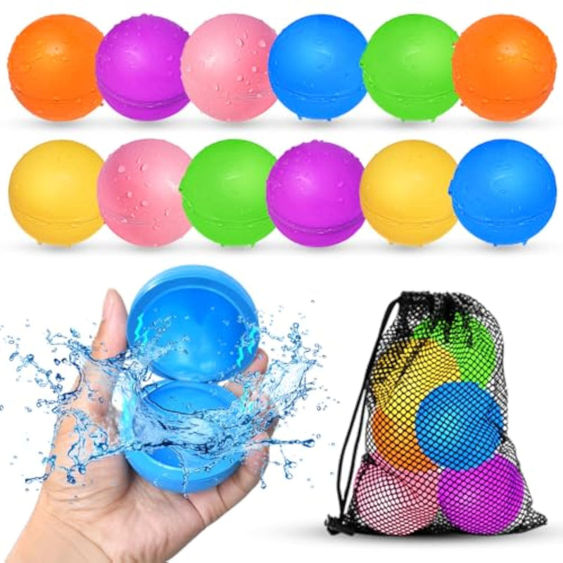 12 Pcs Reusable Water Balloons for Kids Ages 3-12, Summer Outdoor Toys