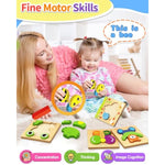 Wooden Puzzles Toddler Toys Gifts For 1 2 3 Year Old Boys Girls, Animal Jigsaw Puzzles Montessori Toys, Learning Educational Christmas Birthday Gifts For Girls Boys Ages 1-3