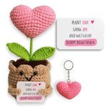 Hand-Crochet Heart Flower Doll (6.3" X 3.2") – Funny Positive Crochet Gift, Emotional Support Stuffed Animal, Inspirational Keepsake For Valentine’S, Anniversaries, Birthdays (Plan Love Grow Joy)