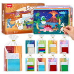 12 Pack Dinosaur Foil Art Party Favors Craft Kits for Kids Ages 4-9