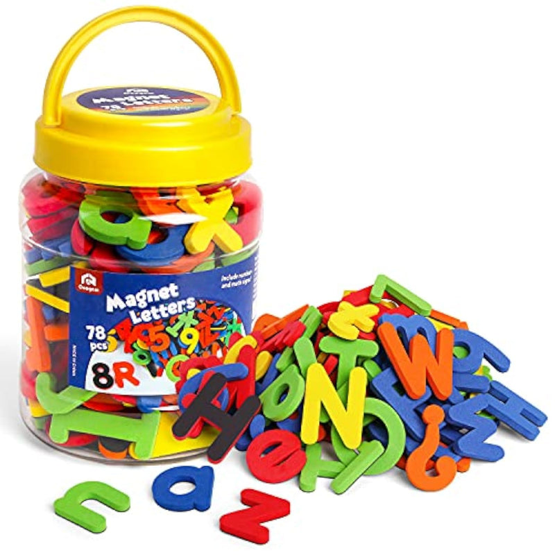 Eva Magnetic Letters Numbers 78 Pcs Alphabet Abc 123 Fridge Magnets Colorful Educational Toy Set, Preschool Learning Spelling Counting Uppercase Lowercase Math For 3 4 5 Years Kid