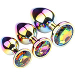 Rainbow Crystal Metal Anal Butt Plug for Women - Colorful Gradient Sex Toy