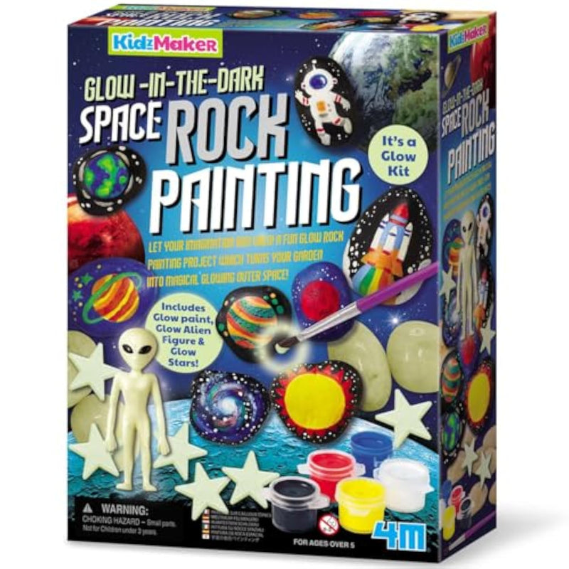 Glow-in-the-Dark Space Rock Painting Kit for Kids, Galaxy Garden Craft Set Ages 5-12
