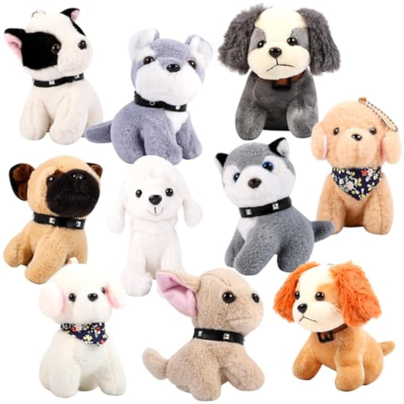 10Pcs 4.5In Small Stuffed Dog Puppies Animals Bulk Adopt Dog Party Favors Cute Paw Animal Little Pup Soft Plush Toys Doll For Pa Birthday Goodie Bag Fillers