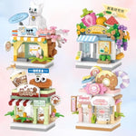 4 Pcs Mini City Shop Street View Building Blocks Set,Simulation Architecture Collection Particle Construction Building Bricks Toy,Home Decor