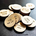20Pcs Date Night Funny Tokens, Valentines Gifts For Couples, Sexual Wooden Couples Games Activity Token, Romantic Funny Sex Token Gift For Him Her Round Shaped (Pack One)