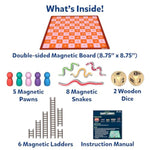 Snakes & Ladders - Magnetic & Customizable Board Game With A Twist, Classic Strategy Game For Family Game Night, Travel Toy & Gift For Boys, Girls, Teens & Adults, 2-5 Players