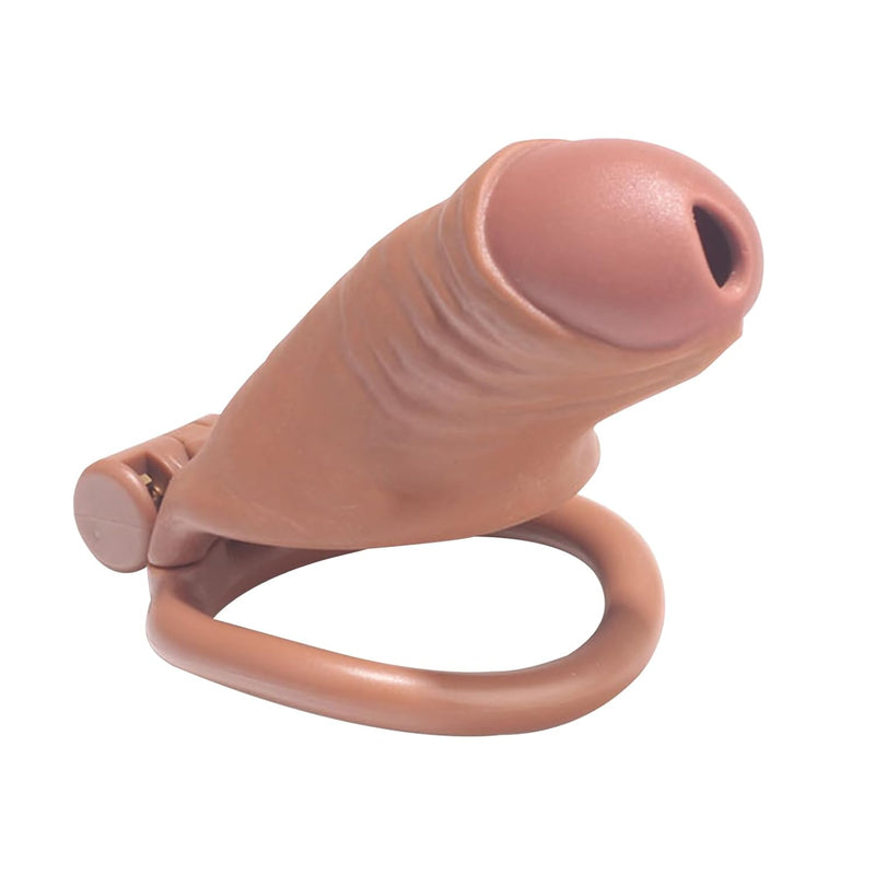 Male Cock Cage Chastity Device Lightweight Resin Ergonomic Verisimilitude Dildo With 4 Different Sizes Penis Ring Adult Sex Toy For Male Penis Exercise (L)